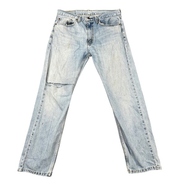 Levi's Other - Levi's‎ 505 Mens Regular Fit Straight Leg Jeans Light Wash Blue 34x30 Distressed